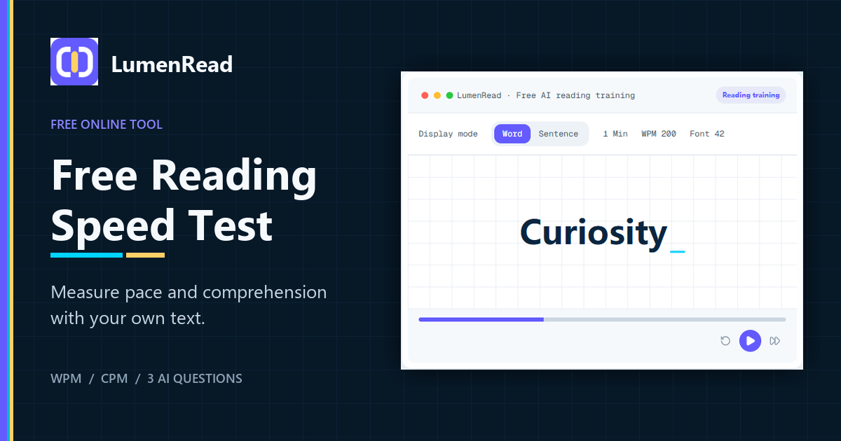 Free Reading Speed Test | WPM & AI Comprehension Quiz